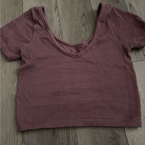 Source Unknown Ribbed Plum Crop Top
